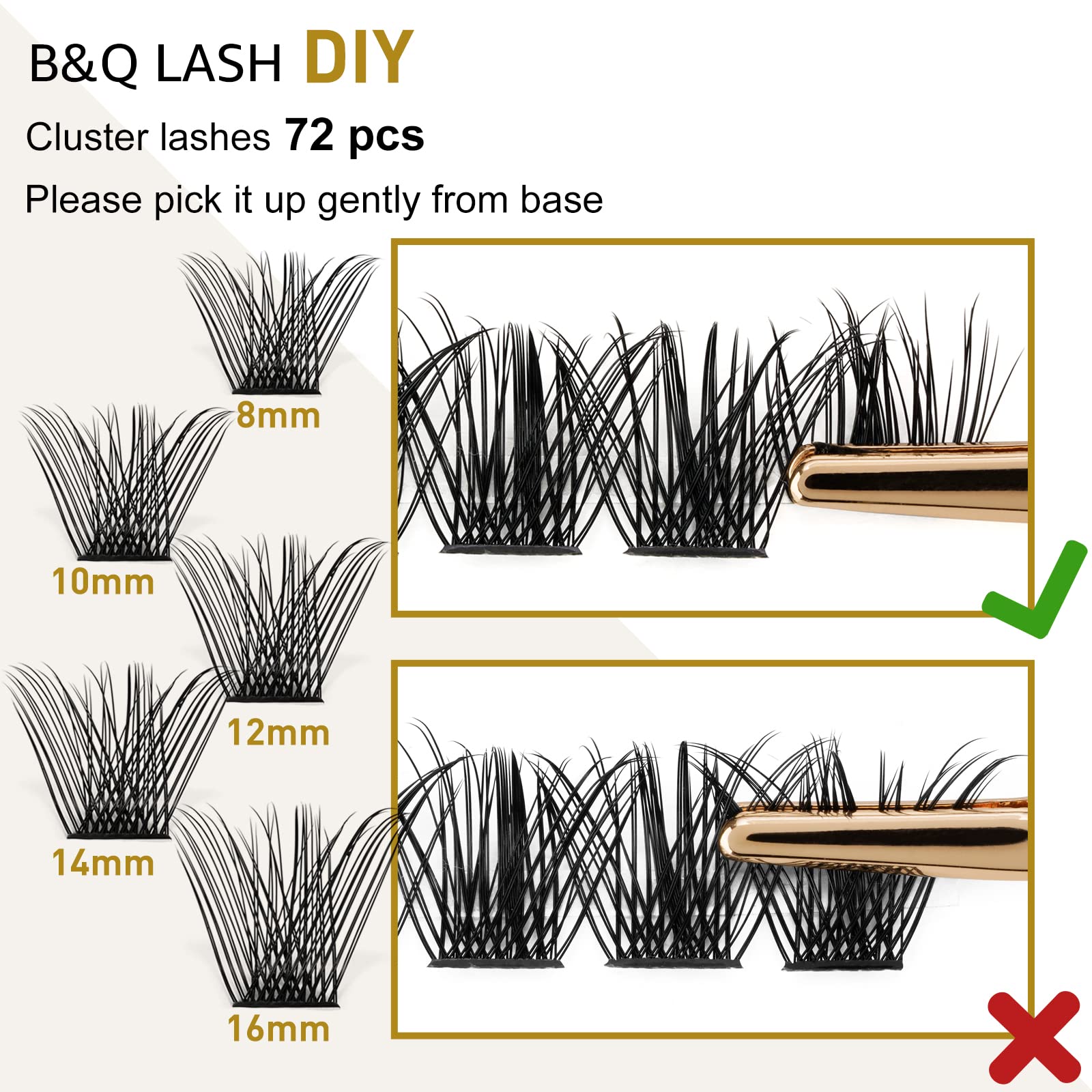 DIY Lash Extension Kit Individual Eyelash Extension Kit B&Q D Curl Cluster Lashes Individual Eyelashes with Lash Bond and Seal, Lash Applicator Tool DIY Lash Extensions at Home (Kit,40D-0.07D-8-18mix)