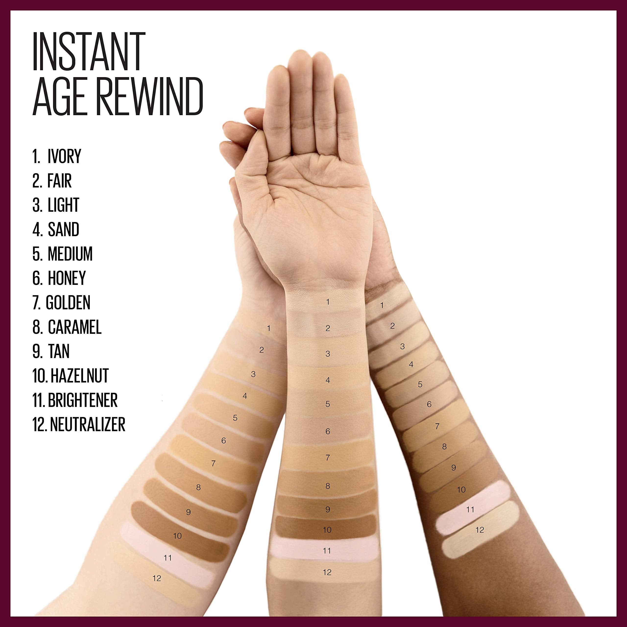 Maybelline Instant Age Rewind Eraser Dark Circles Treatment Multi-Use Concealer, 110, 1 Count (Packaging May Vary)