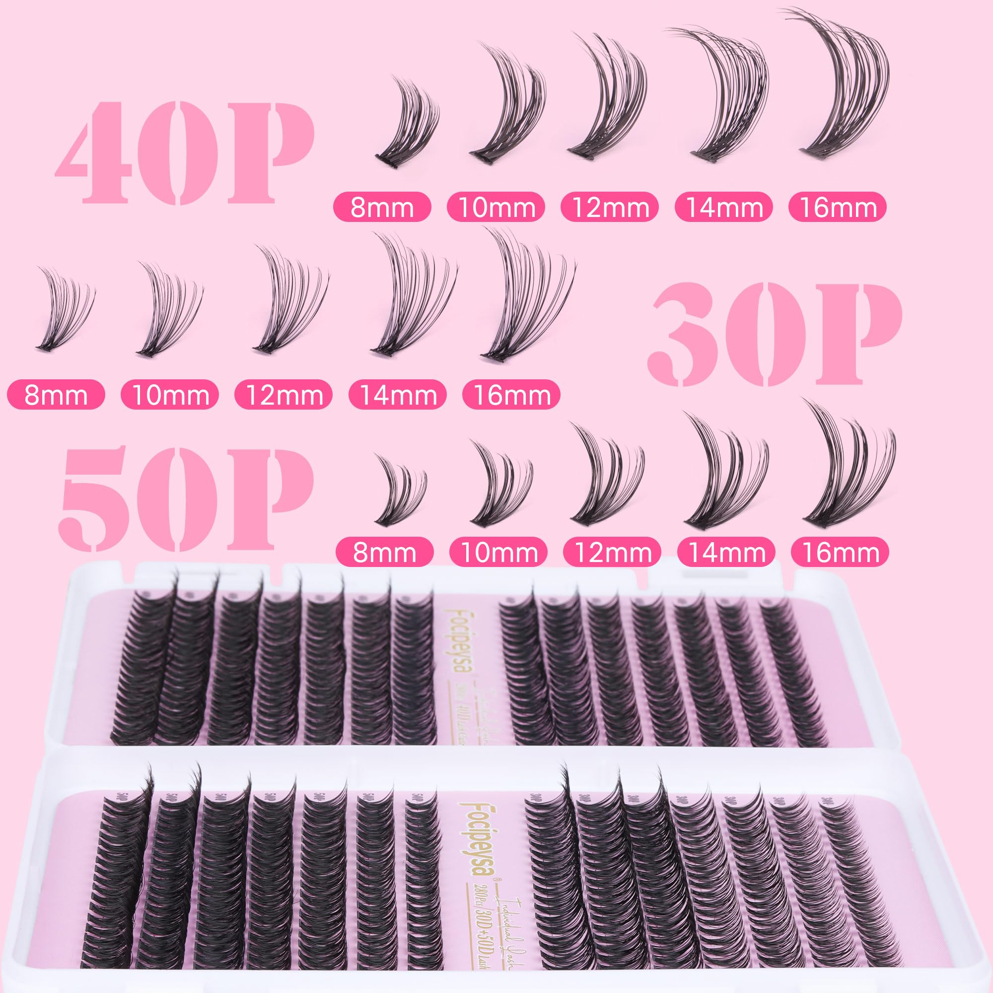 DIY Eyelash Extension Kit Volume Fluffy Lash Clusters Kit 10-18mm Thick Lash Extensions 90D Individual Eyelashes Extensions Kit with Lash Bond, Lash Remover, Lash Applicator (90D-D Curl-200Pcs)