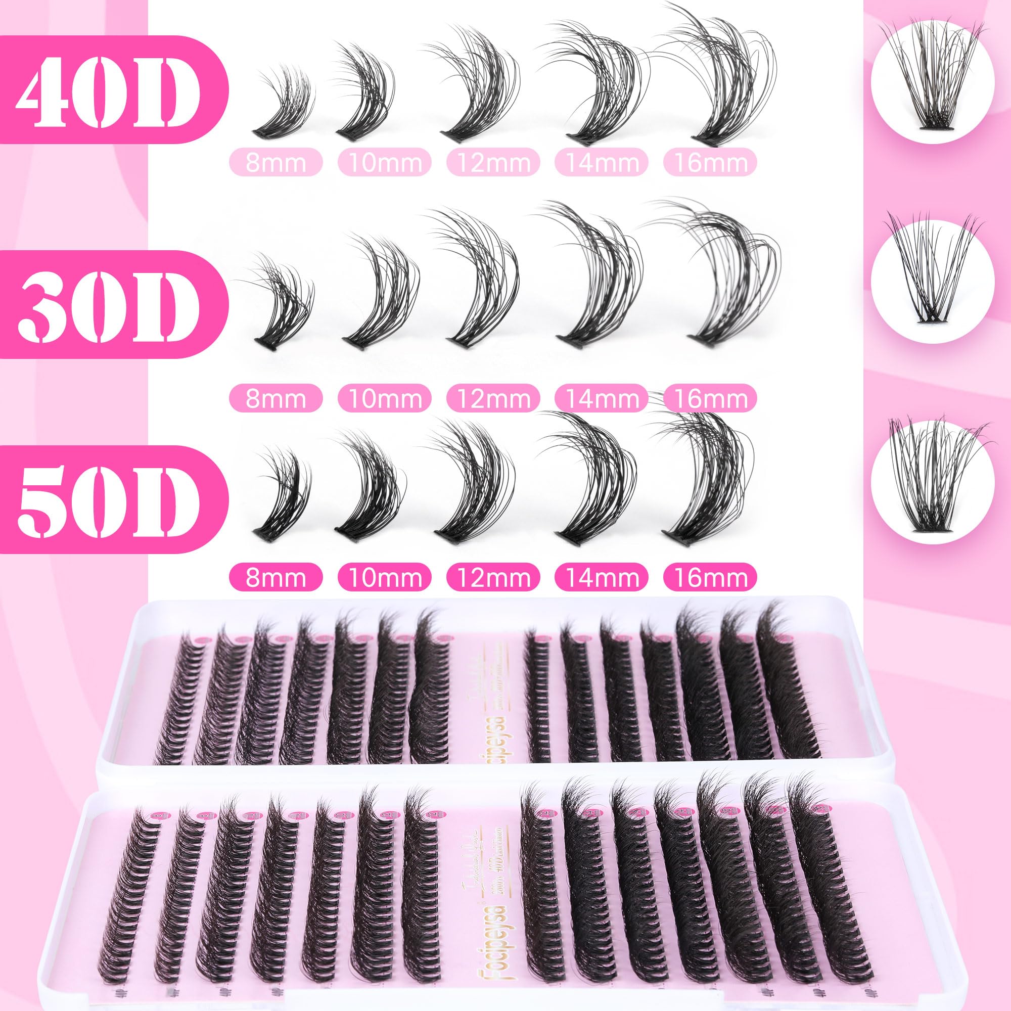 DIY Eyelash Extension Kit Volume Fluffy Lash Clusters Kit 10-18mm Thick Lash Extensions 90D Individual Eyelashes Extensions Kit with Lash Bond, Lash Remover, Lash Applicator (90D-D Curl-200Pcs)