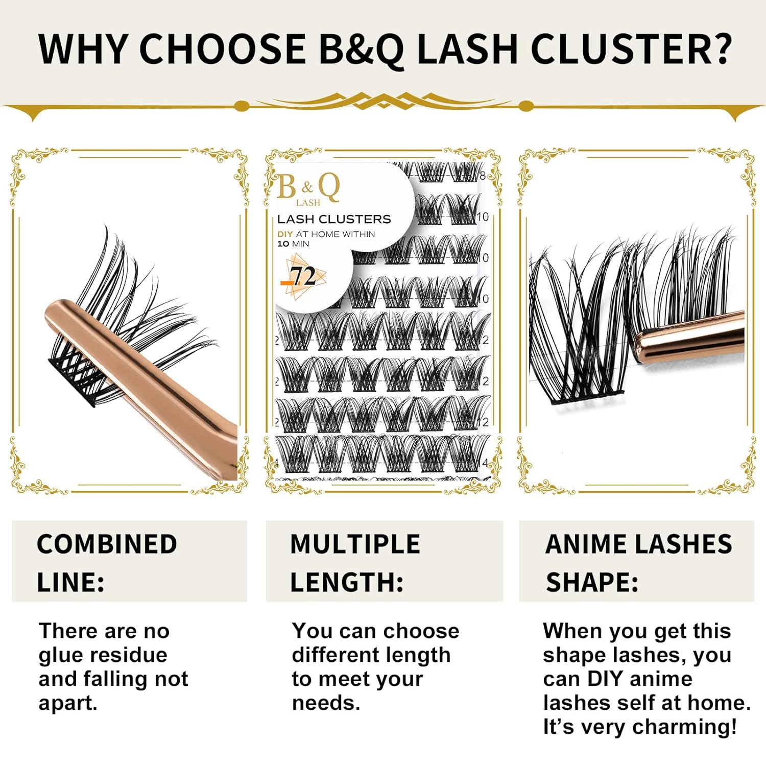 DIY Lash Extension Kit Individual Eyelash Extension Kit B&Q D Curl Cluster Lashes Individual Eyelashes with Lash Bond and Seal, Lash Applicator Tool DIY Lash Extensions at Home (Kit,40D-0.07D-8-18mix)