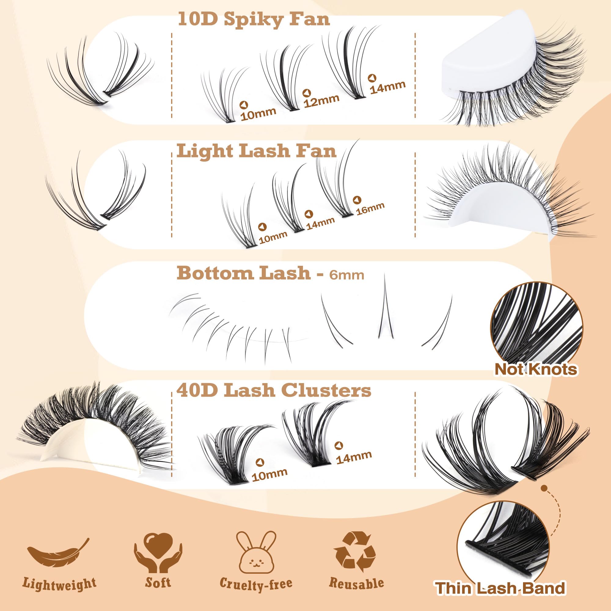 DIY Eyelash Extension Kit Volume Fluffy Lash Clusters Kit 10-18mm Thick Lash Extensions 90D Individual Eyelashes Extensions Kit with Lash Bond, Lash Remover, Lash Applicator (90D-D Curl-200Pcs)