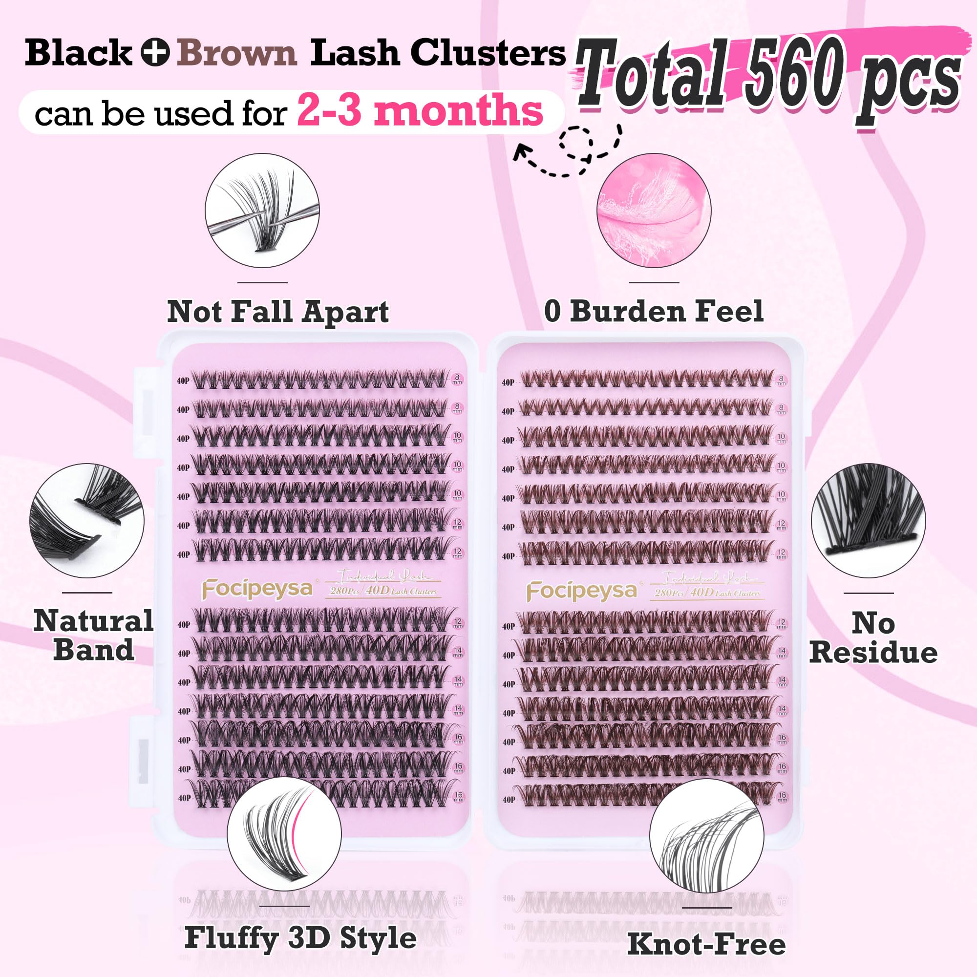 DIY Eyelash Extension Kit Volume Fluffy Lash Clusters Kit 10-18mm Thick Lash Extensions 90D Individual Eyelashes Extensions Kit with Lash Bond, Lash Remover, Lash Applicator (90D-D Curl-200Pcs)