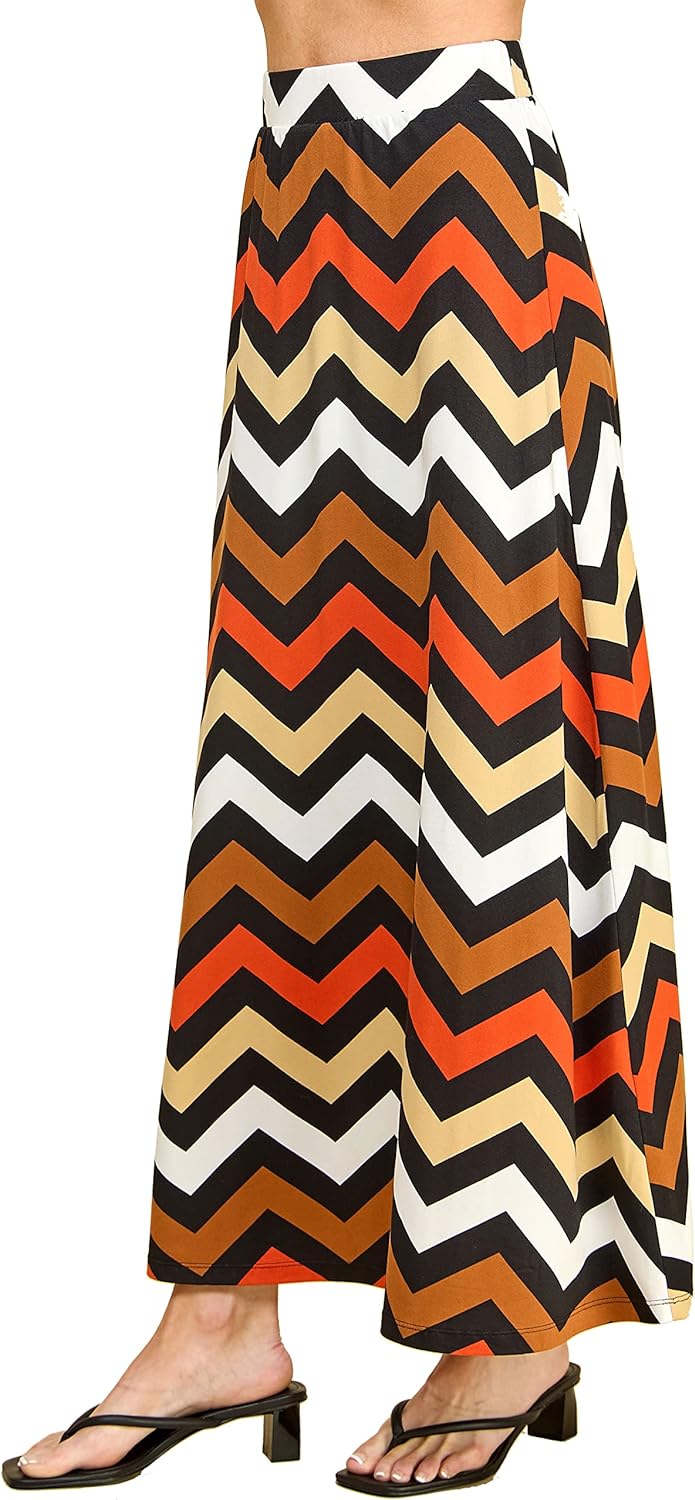 Lock and Love Women's Styleish Print/Solid High Waist Flare Long Maxi Skirt