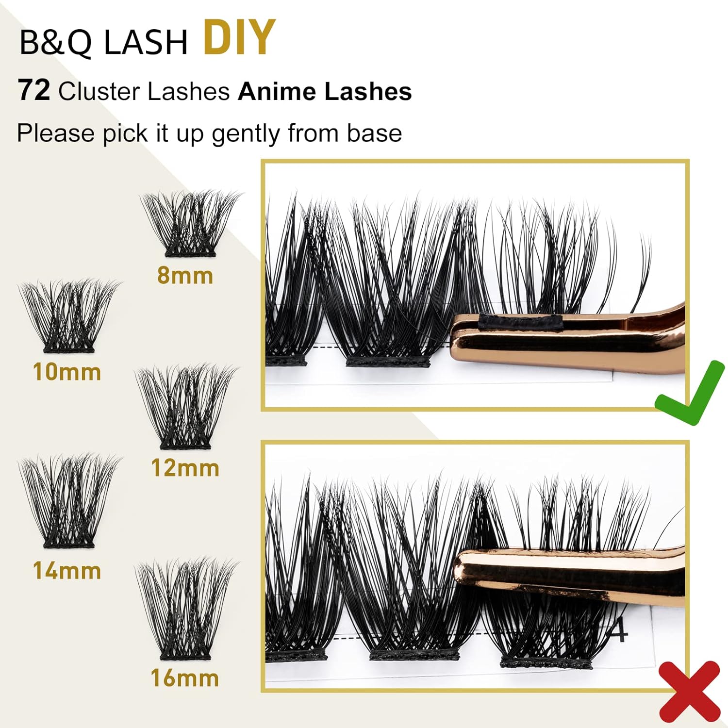 DIY Lash Extension Kit Individual Eyelash Extension Kit B&Q D Curl Cluster Lashes Individual Eyelashes with Lash Bond and Seal, Lash Applicator Tool DIY Lash Extensions at Home (Kit,40D-0.07D-8-18mix)