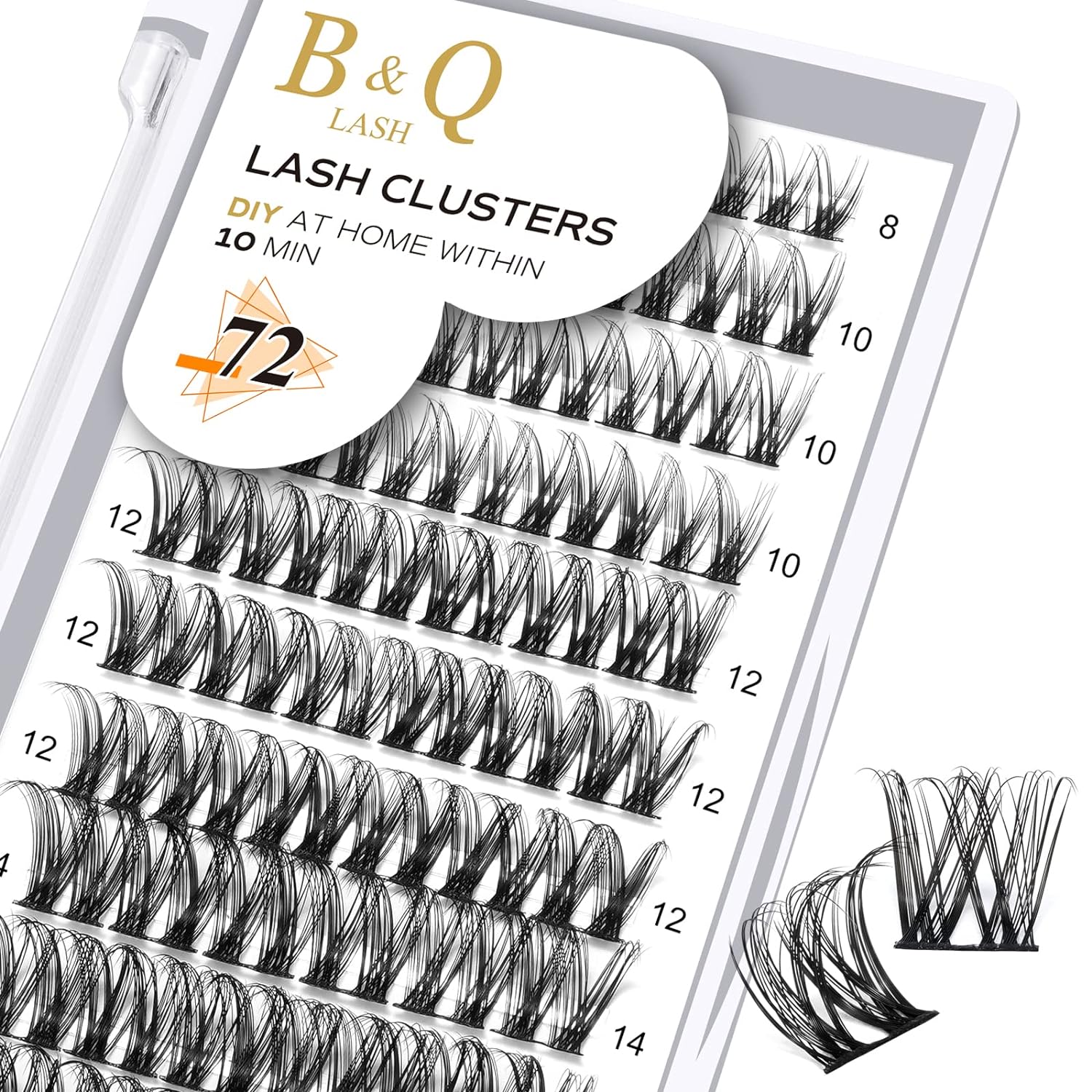 DIY Lash Extension Kit Individual Eyelash Extension Kit B&Q D Curl Cluster Lashes Individual Eyelashes with Lash Bond and Seal, Lash Applicator Tool DIY Lash Extensions at Home (Kit,40D-0.07D-8-18mix)