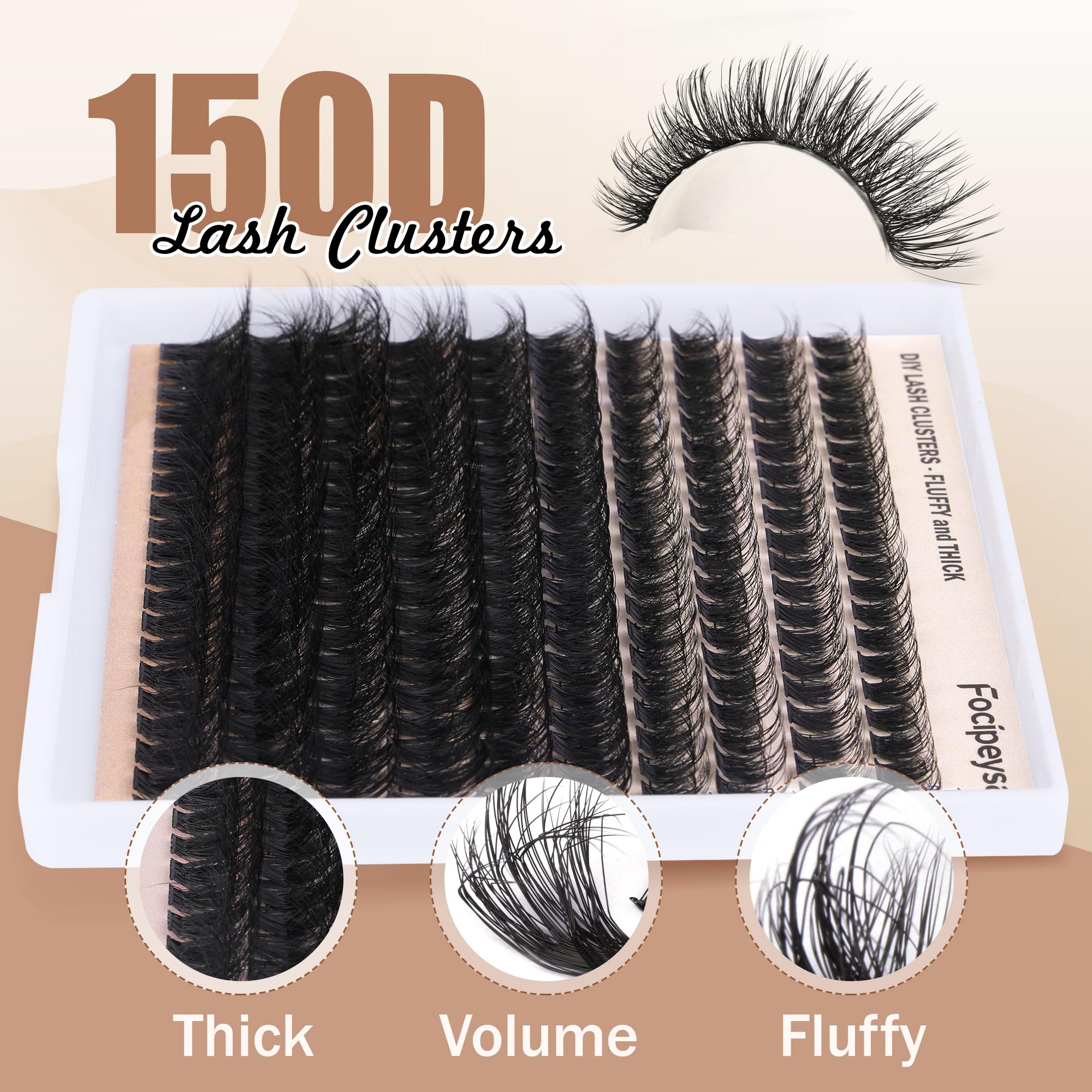 DIY Eyelash Extension Kit Volume Fluffy Lash Clusters Kit 10-18mm Thick Lash Extensions 90D Individual Eyelashes Extensions Kit with Lash Bond, Lash Remover, Lash Applicator (90D-D Curl-200Pcs)