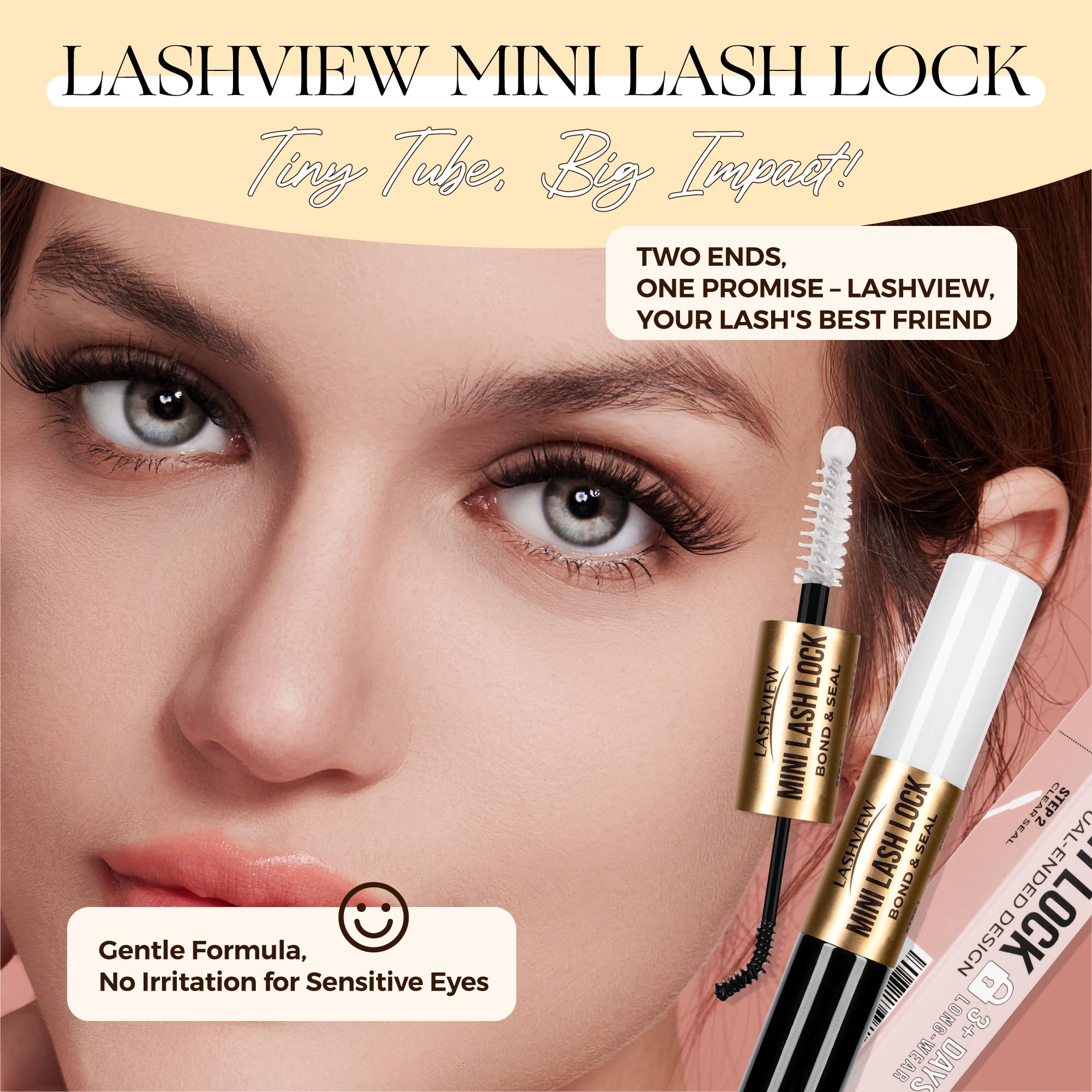 LASHVIEW Lash Bond and Seal, Cluster Lash Glue Strong Gentle Comfortable Lash Adhesive for All Day Wear Latex-Free Suitable for Sensitive Eyes Eyelashes Glue Waterproof