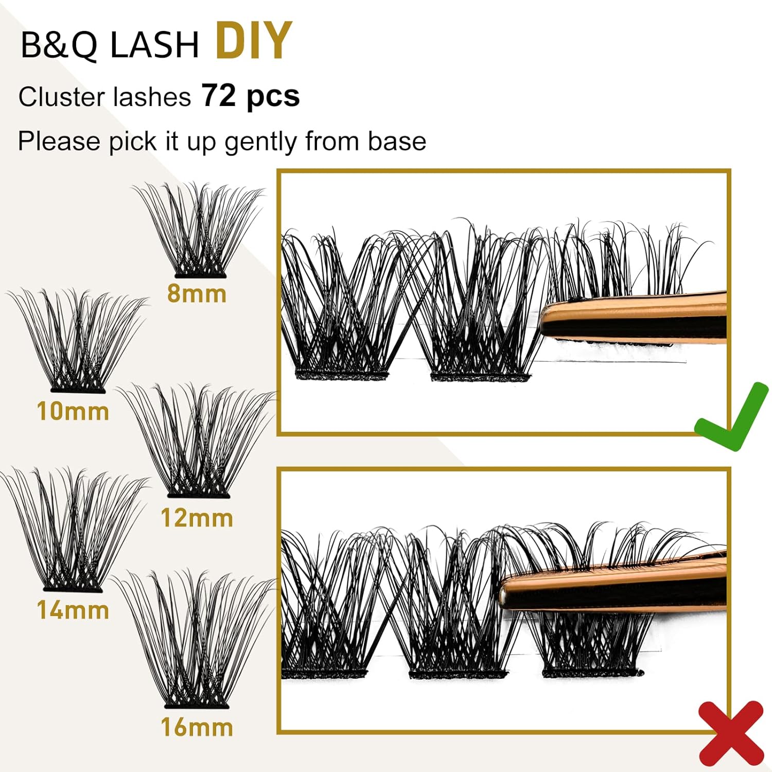 DIY Lash Extension Kit Individual Eyelash Extension Kit B&Q D Curl Cluster Lashes Individual Eyelashes with Lash Bond and Seal, Lash Applicator Tool DIY Lash Extensions at Home (Kit,40D-0.07D-8-18mix)