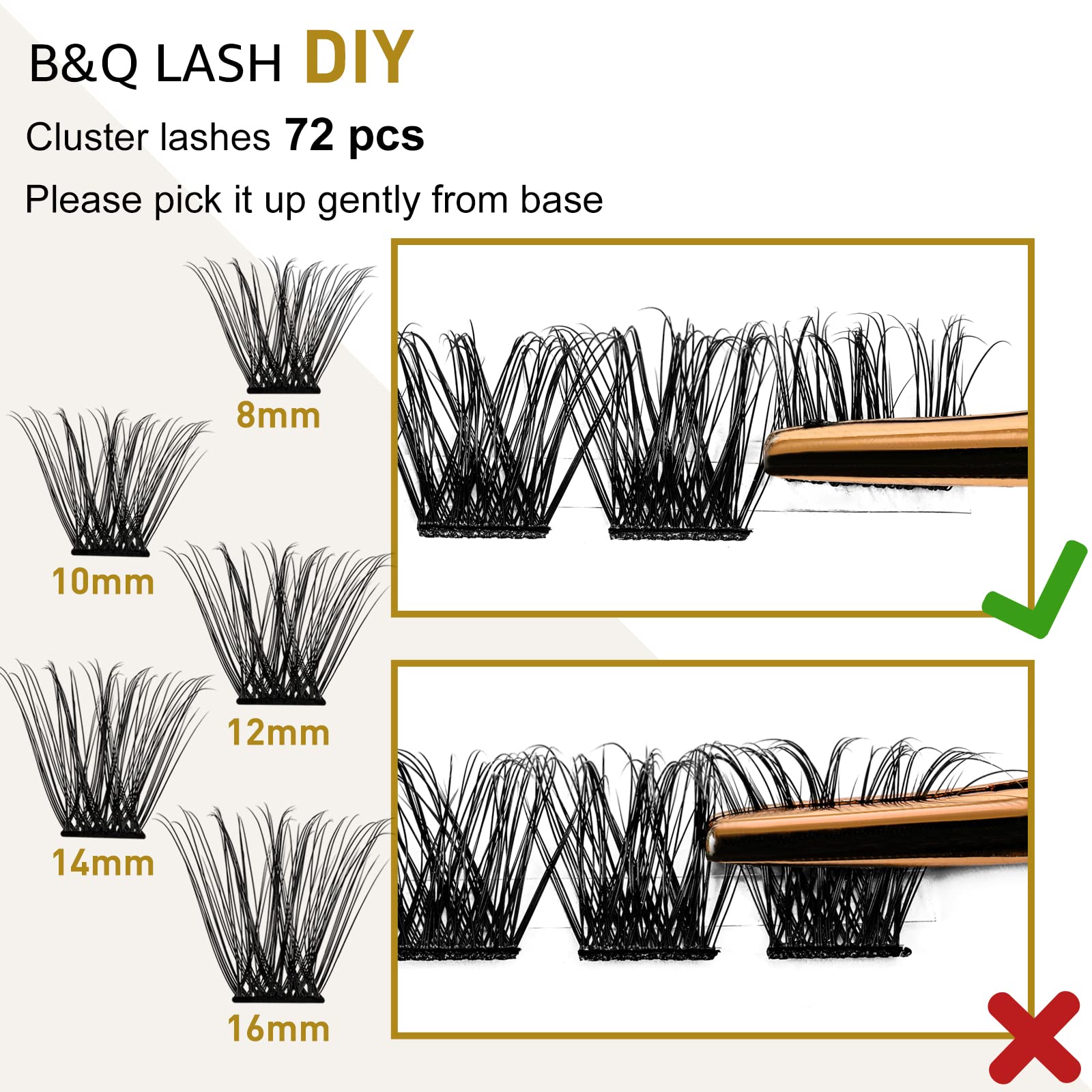 DIY Lash Extension Kit Individual Eyelash Extension Kit B&Q D Curl Cluster Lashes Individual Eyelashes with Lash Bond and Seal, Lash Applicator Tool DIY Lash Extensions at Home (Kit,40D-0.07D-8-18mix)