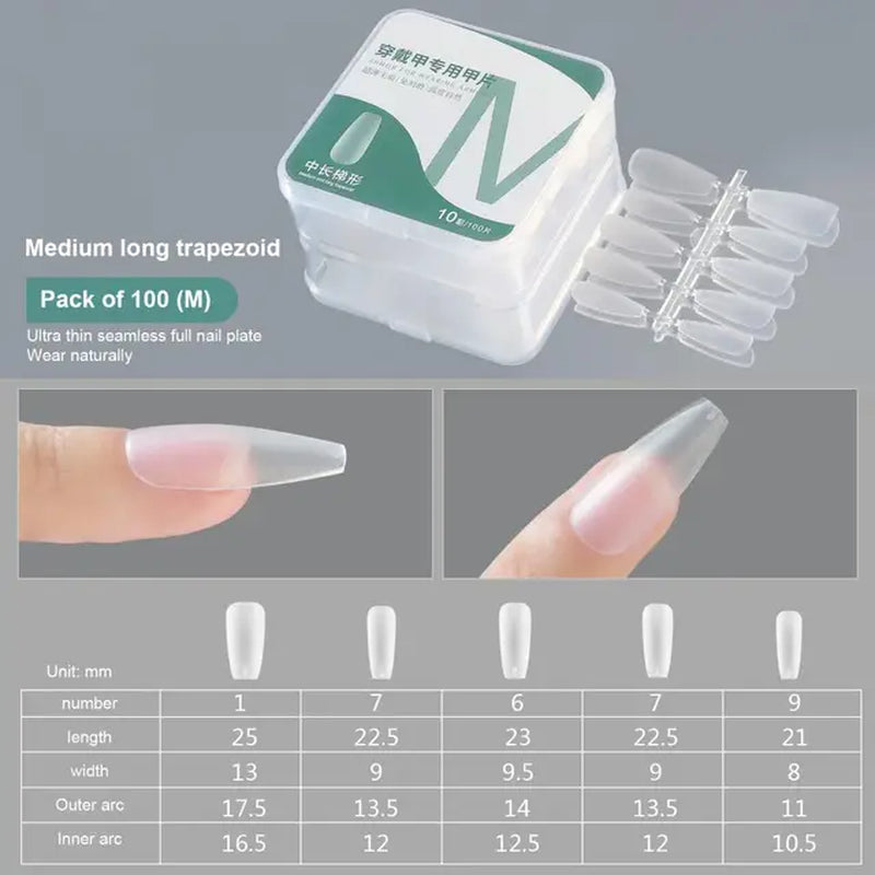 500Pcs Press on False Nails Acrylic Press on Nails Coffin Artificial Nails Clear Fake Nail Tips for Extension Manicure Tool