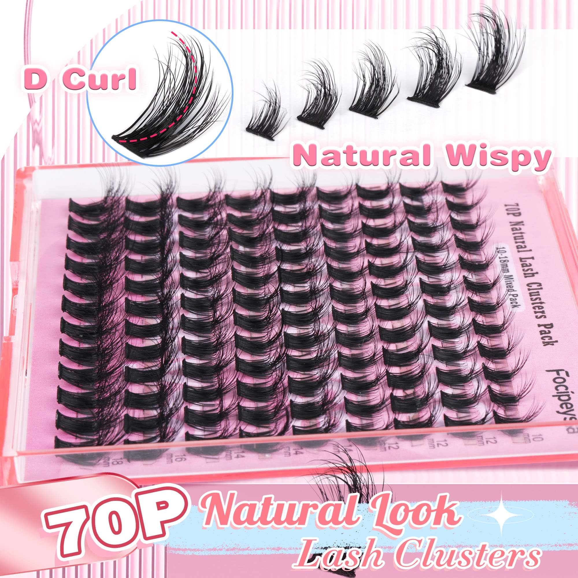 DIY Eyelash Extension Kit Volume Fluffy Lash Clusters Kit 10-18mm Thick Lash Extensions 90D Individual Eyelashes Extensions Kit with Lash Bond, Lash Remover, Lash Applicator (90D-D Curl-200Pcs)