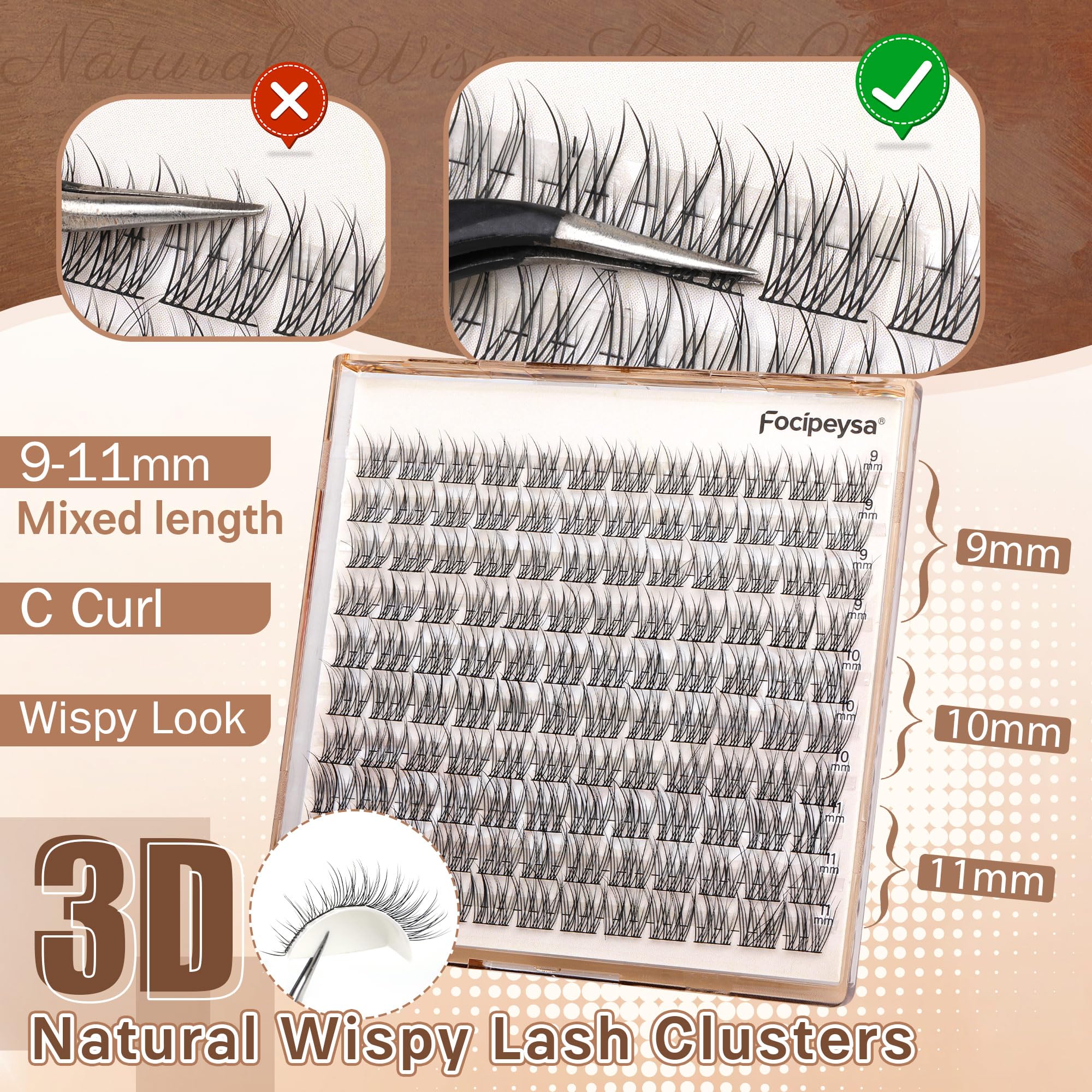 DIY Eyelash Extension Kit Volume Fluffy Lash Clusters Kit 10-18mm Thick Lash Extensions 90D Individual Eyelashes Extensions Kit with Lash Bond, Lash Remover, Lash Applicator (90D-D Curl-200Pcs)