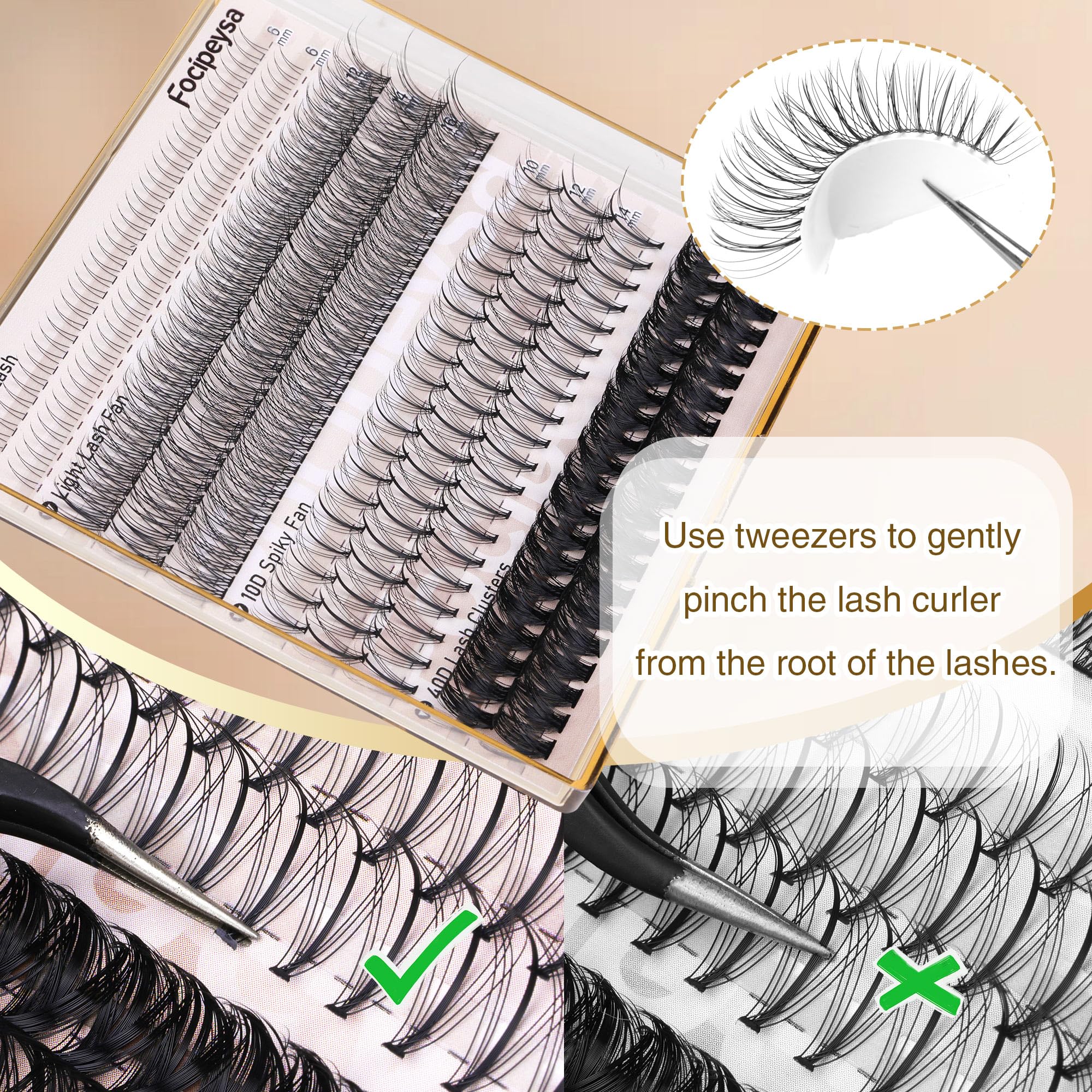 DIY Eyelash Extension Kit Volume Fluffy Lash Clusters Kit 10-18mm Thick Lash Extensions 90D Individual Eyelashes Extensions Kit with Lash Bond, Lash Remover, Lash Applicator (90D-D Curl-200Pcs)