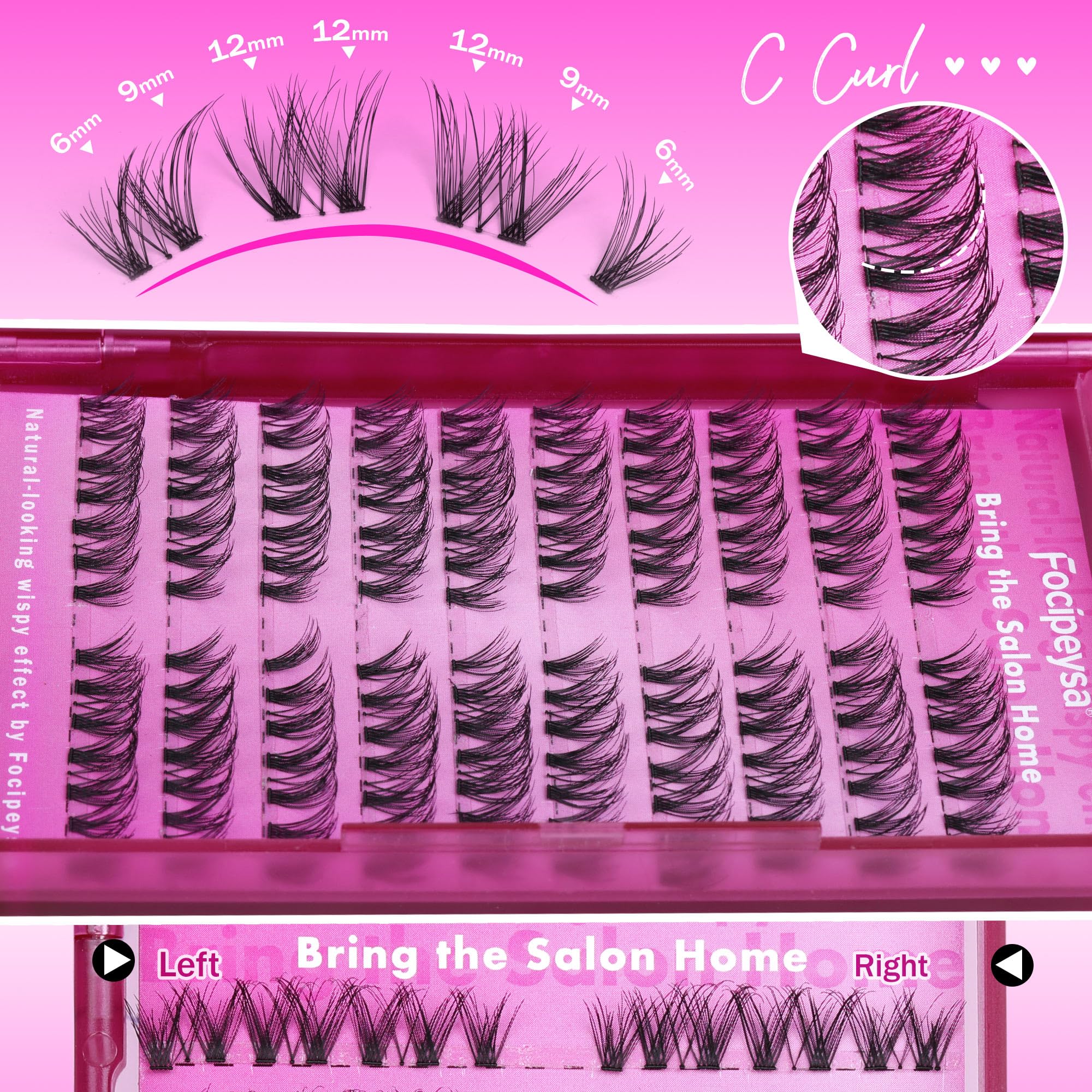 DIY Eyelash Extension Kit Volume Fluffy Lash Clusters Kit 10-18mm Thick Lash Extensions 90D Individual Eyelashes Extensions Kit with Lash Bond, Lash Remover, Lash Applicator (90D-D Curl-200Pcs)