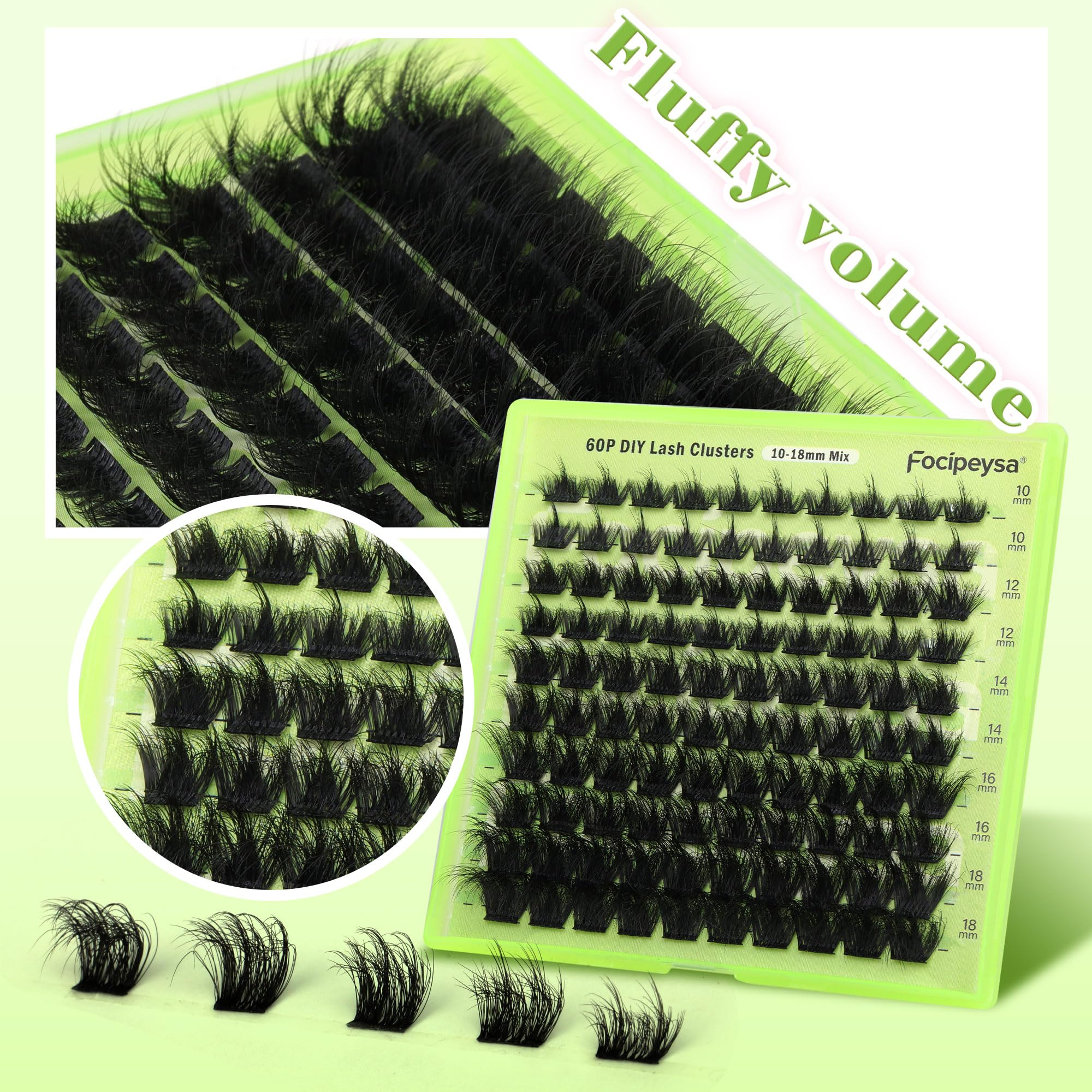 DIY Eyelash Extension Kit Volume Fluffy Lash Clusters Kit 10-18mm Thick Lash Extensions 90D Individual Eyelashes Extensions Kit with Lash Bond, Lash Remover, Lash Applicator (90D-D Curl-200Pcs)