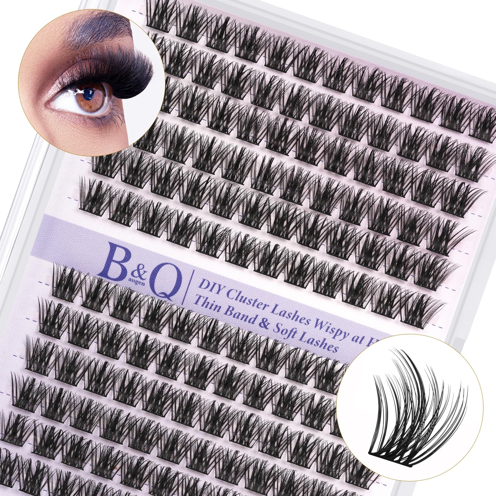 DIY Lash Extension Kit Individual Eyelash Extension Kit B&Q D Curl Cluster Lashes Individual Eyelashes with Lash Bond and Seal, Lash Applicator Tool DIY Lash Extensions at Home (Kit,40D-0.07D-8-18mix)