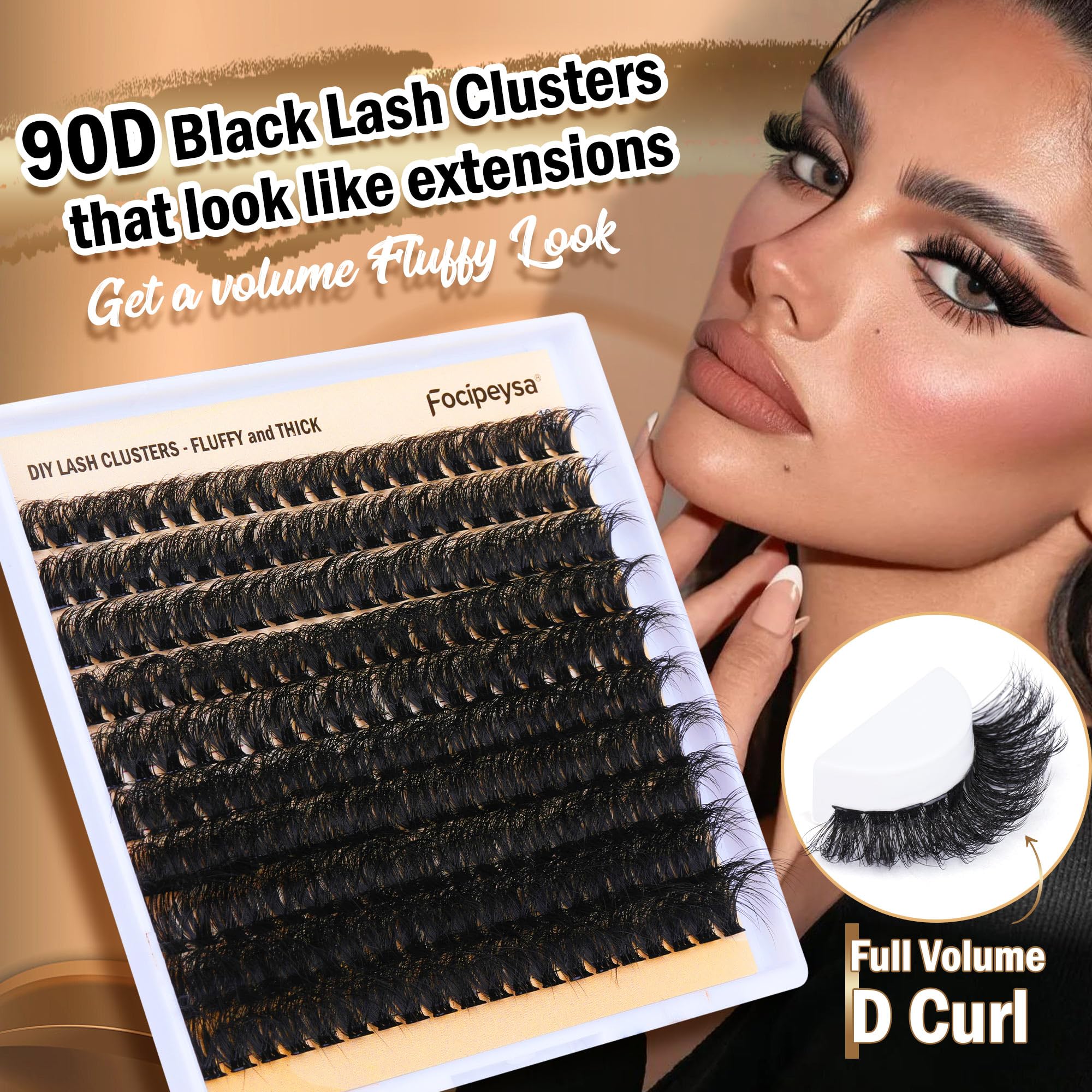 DIY Eyelash Extension Kit Volume Fluffy Lash Clusters Kit 10-18mm Thick Lash Extensions 90D Individual Eyelashes Extensions Kit with Lash Bond, Lash Remover, Lash Applicator (90D-D Curl-200Pcs)