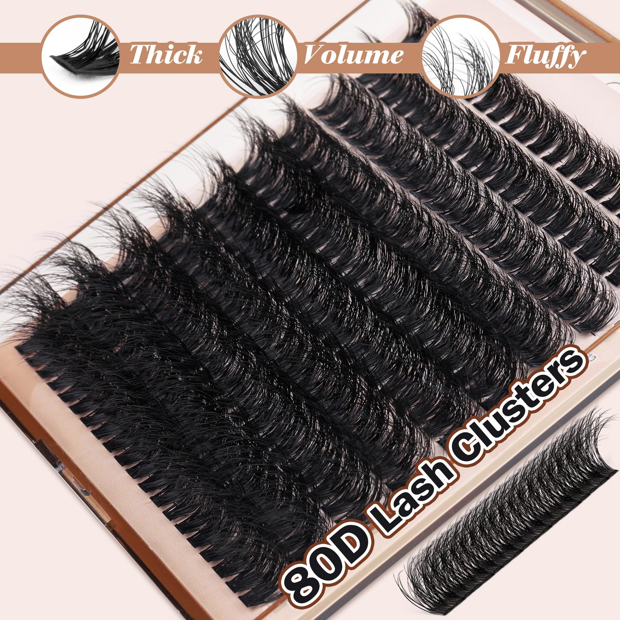 DIY Eyelash Extension Kit Volume Fluffy Lash Clusters Kit 10-18mm Thick Lash Extensions 90D Individual Eyelashes Extensions Kit with Lash Bond, Lash Remover, Lash Applicator (90D-D Curl-200Pcs)