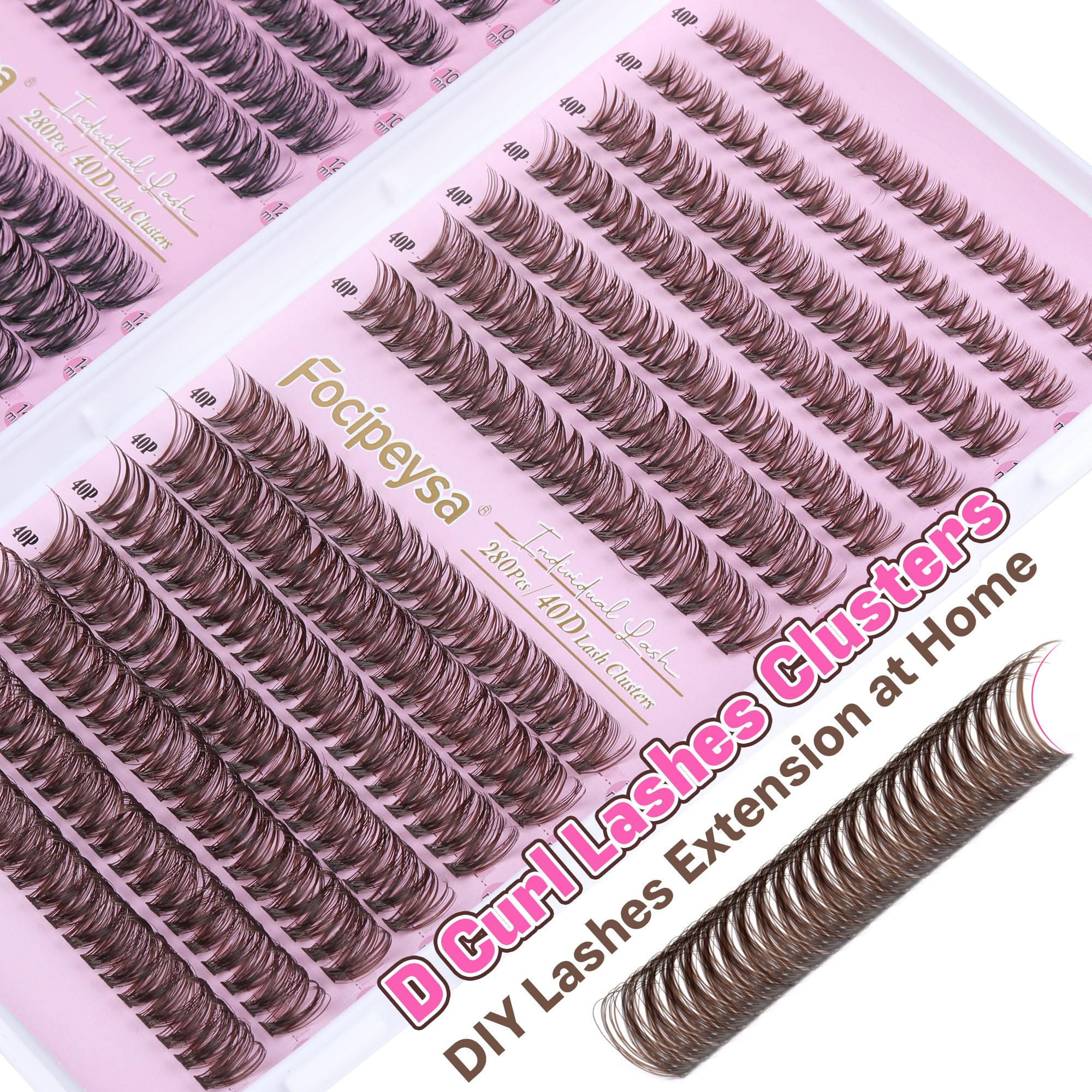 DIY Eyelash Extension Kit Volume Fluffy Lash Clusters Kit 10-18mm Thick Lash Extensions 90D Individual Eyelashes Extensions Kit with Lash Bond, Lash Remover, Lash Applicator (90D-D Curl-200Pcs)