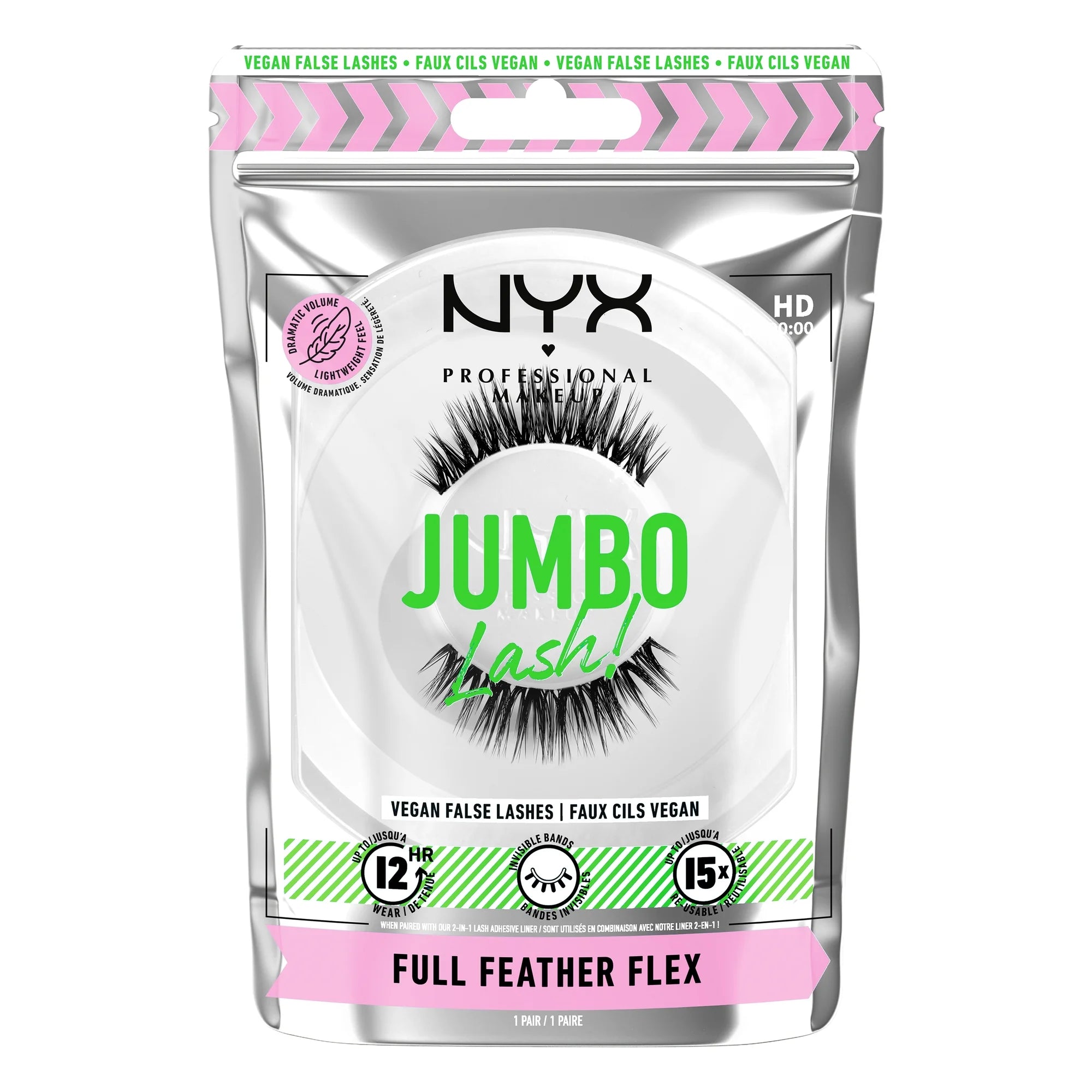 Jumbo Lash Vegan False Eyelashes, Full Feather Flex