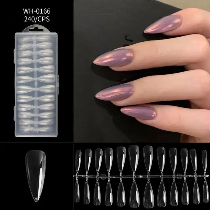 500Pcs Press on False Nails Acrylic Press on Nails Coffin Artificial Nails Clear Fake Nail Tips for Extension Manicure Tool