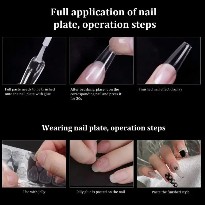 500Pcs Press on False Nails Acrylic Press on Nails Coffin Artificial Nails Clear Fake Nail Tips for Extension Manicure Tool