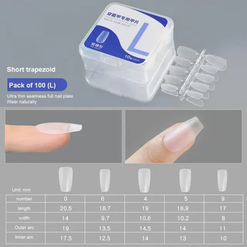 500Pcs Press on False Nails Acrylic Press on Nails Coffin Artificial Nails Clear Fake Nail Tips for Extension Manicure Tool