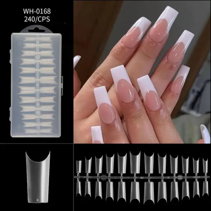 500Pcs Press on False Nails Acrylic Press on Nails Coffin Artificial Nails Clear Fake Nail Tips for Extension Manicure Tool