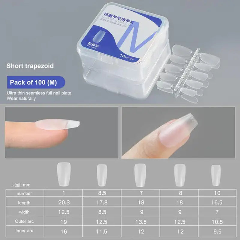 500Pcs Press on False Nails Acrylic Press on Nails Coffin Artificial Nails Clear Fake Nail Tips for Extension Manicure Tool