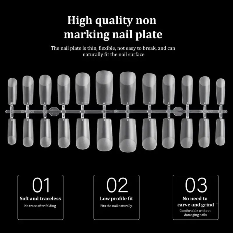 500Pcs Press on False Nails Acrylic Press on Nails Coffin Artificial Nails Clear Fake Nail Tips for Extension Manicure Tool