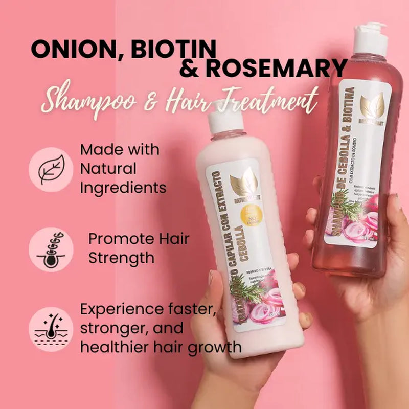 Onion, Biotin and Rosemary Shampoo & Treatment Set for Stronger, Thicker and Longer Hair - Soft and Shine, Hair Loss and Thinning Hair, Growth Shampoo for All Hair Types Conditioner Haircare Moisturizing