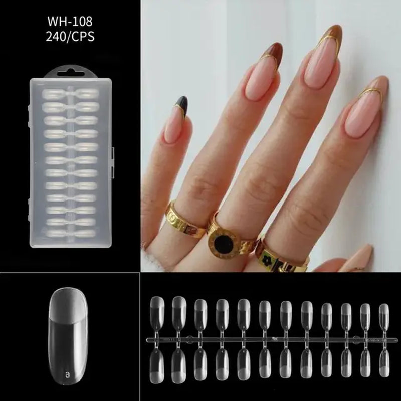 500Pcs Press on False Nails Acrylic Press on Nails Coffin Artificial Nails Clear Fake Nail Tips for Extension Manicure Tool