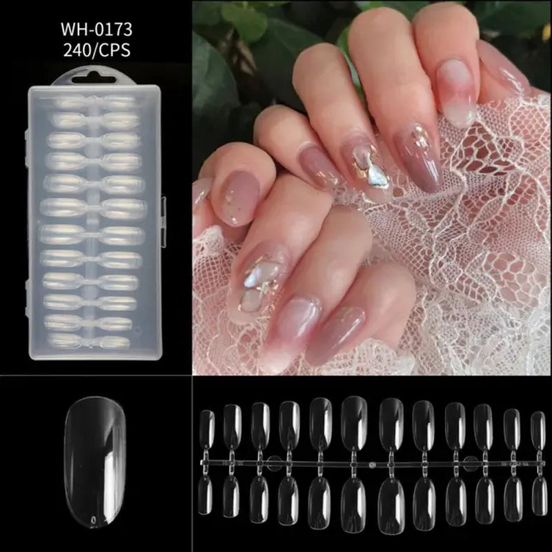 500Pcs Press on False Nails Acrylic Press on Nails Coffin Artificial Nails Clear Fake Nail Tips for Extension Manicure Tool