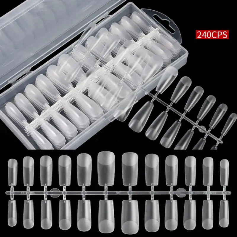 500Pcs Press on False Nails Acrylic Press on Nails Coffin Artificial Nails Clear Fake Nail Tips for Extension Manicure Tool