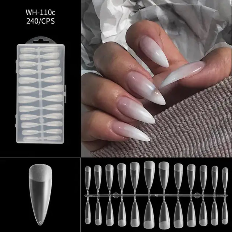 500Pcs Press on False Nails Acrylic Press on Nails Coffin Artificial Nails Clear Fake Nail Tips for Extension Manicure Tool